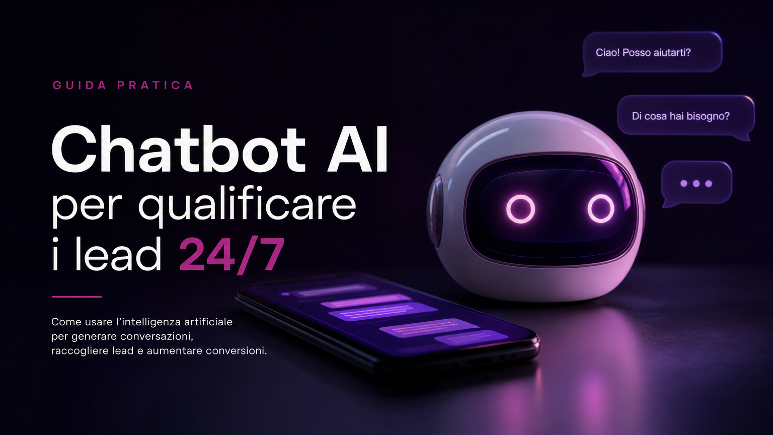 Chatbot AI su sito web che qualifica i lead 24/7 e invia i contatti al CRM